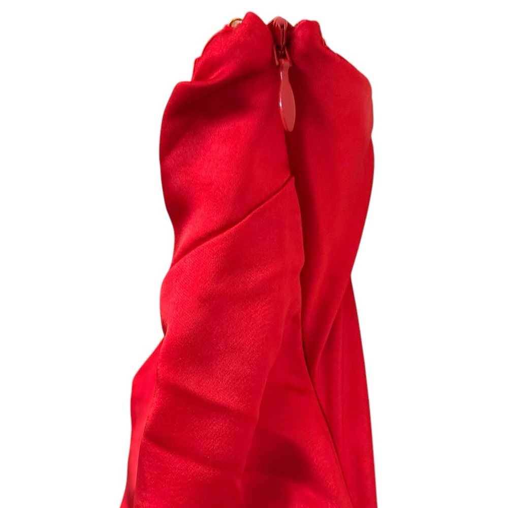 NWT Meshki Aminah Draped Strapless Satin Maxi Dress in red Size XXL - Picture 9 of 16